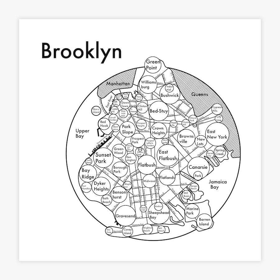 17.5'' x 17.5'' Brooklyn Map Print