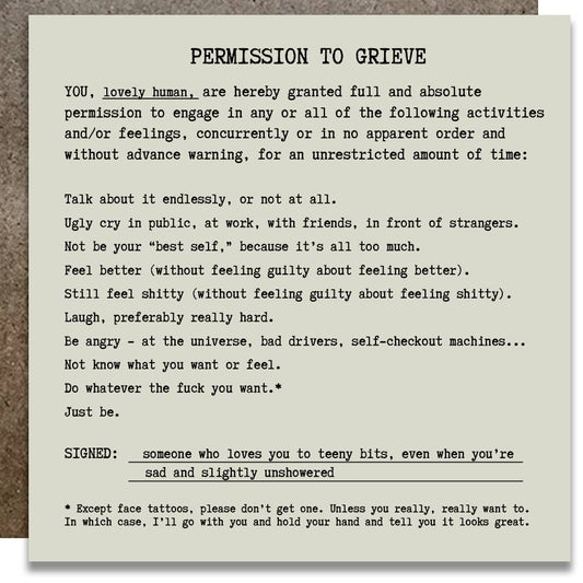Permission To Grieve Card