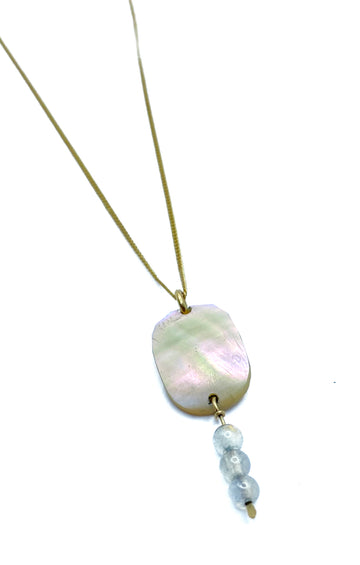 Jadewater | 18kt Gold Chain Mother of Pearl with Labradorite Necklace