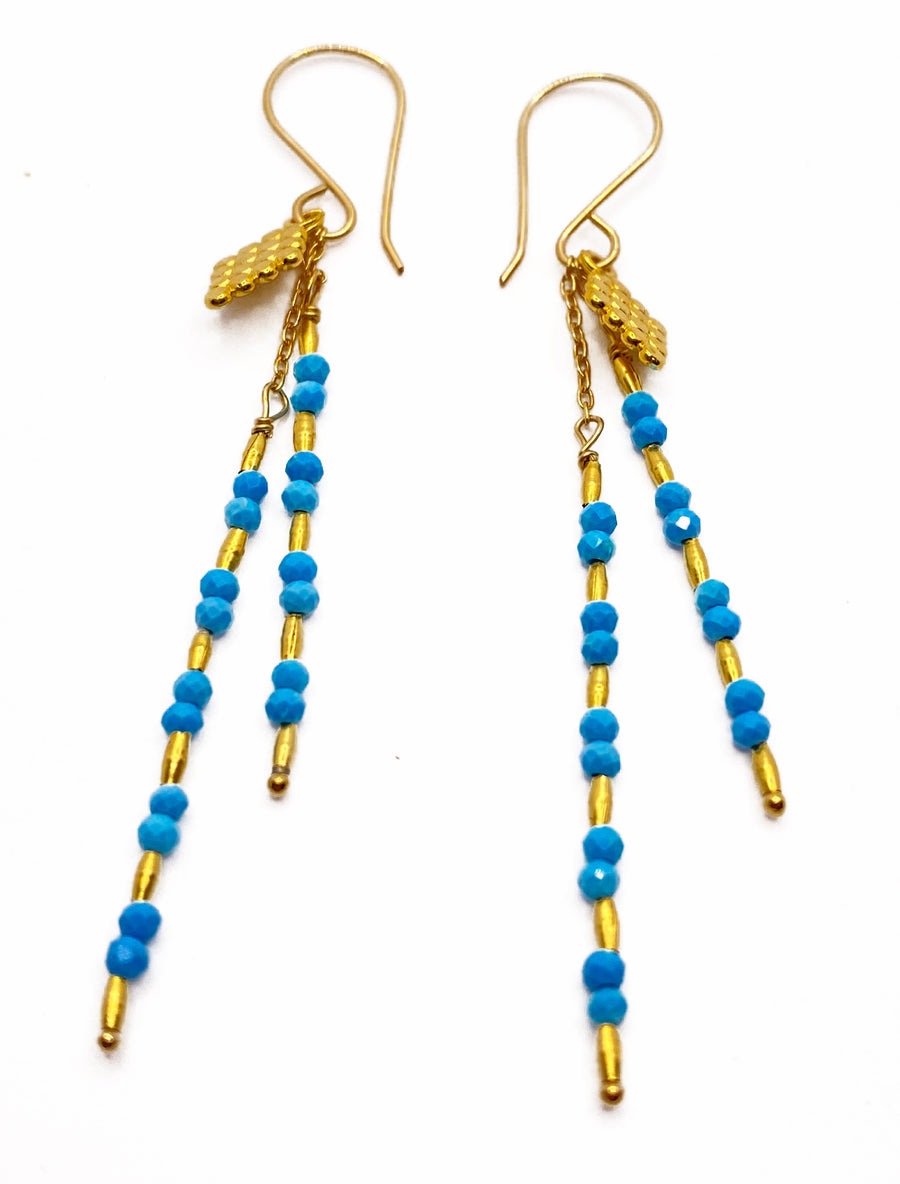 Debbie Fisher | Turquoise and Gold Vermeil Beads on Gold Fill Wire Earrings