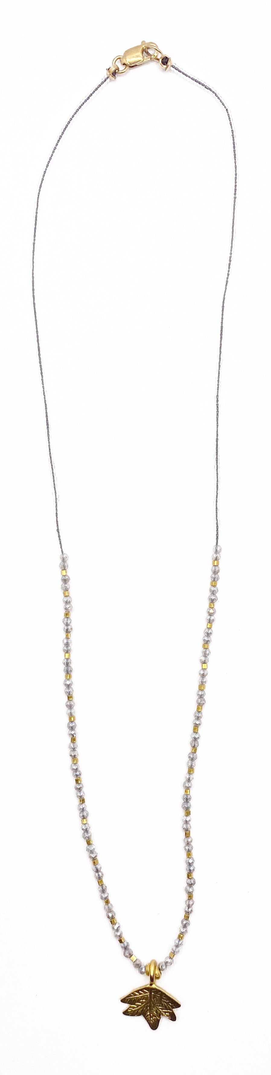 Debbie Fisher | Mystic Labradorite, Gold Vermeil & Black Glass Beads With Quartz Drop Necklace
