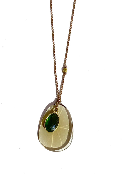 MARGARET SOLOW | Cognac Quartz Chrome Necklace