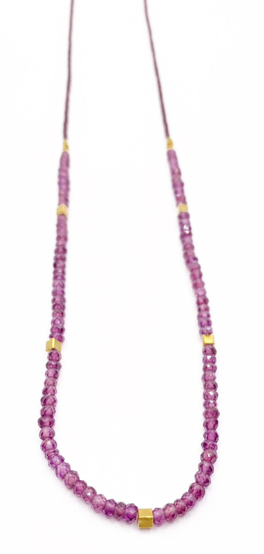 Debbie Fisher | Brown Seed Beads, Garnet and Gold Vermeil Bead Necklace