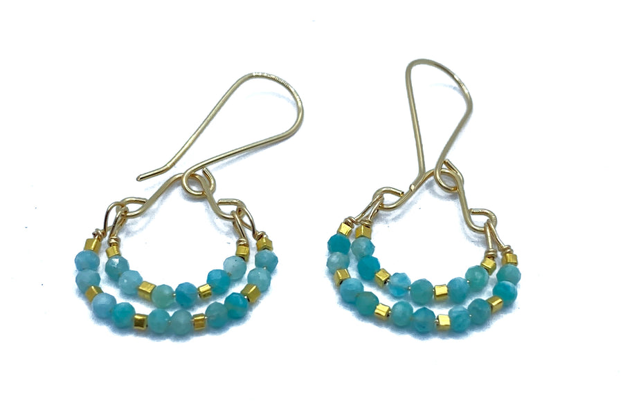 Debbie Fisher | Amazonite and gold vermeil on gold fill wire earring
