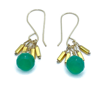 Debbie Fisher | Green Onyx and gold vermeil on gold fill wire earring