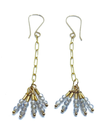 Debbie Fisher | Mystic Labradorite and Gold fill beads on Gold fill wire/chain earrings