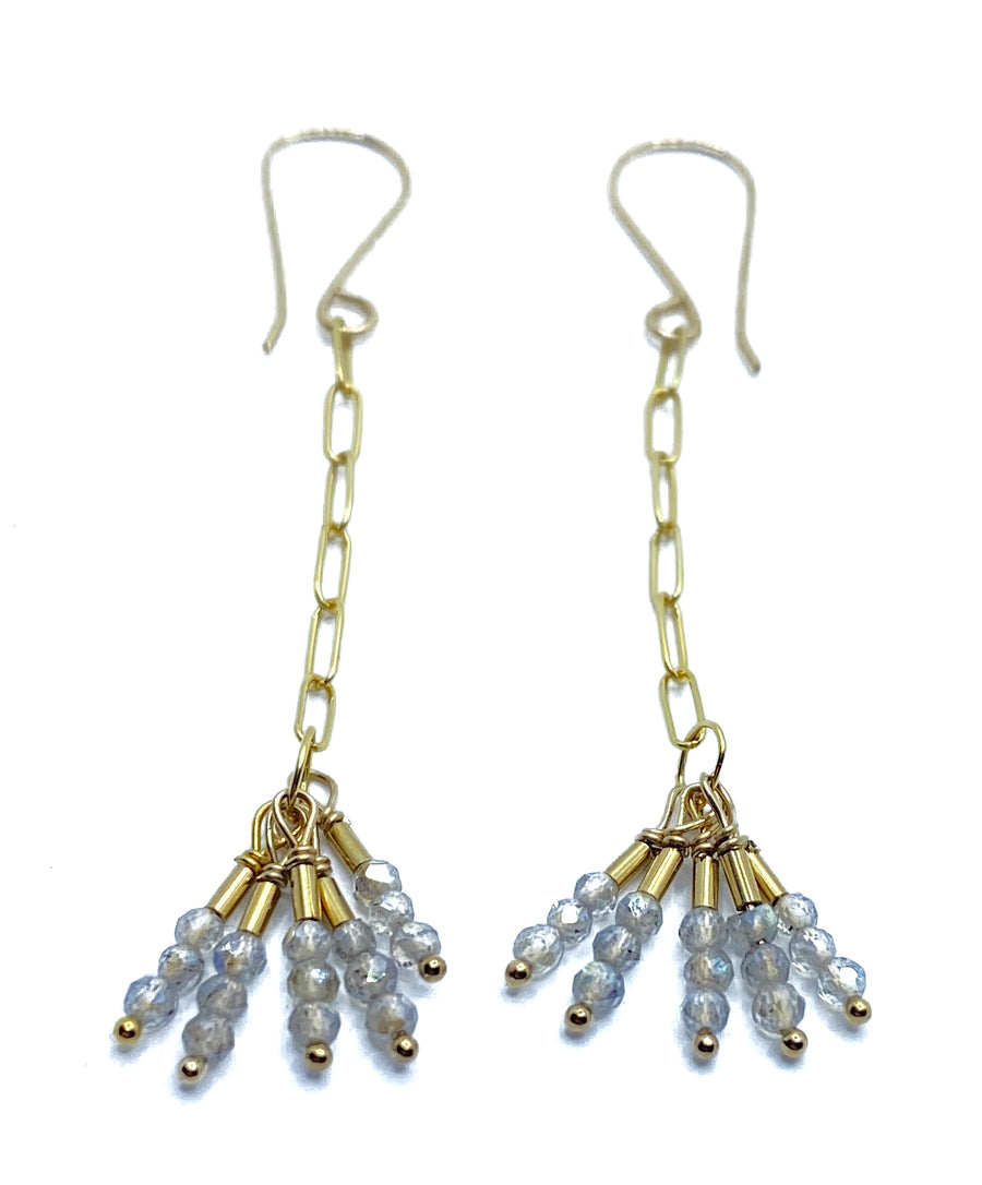 Debbie Fisher | Mystic Labradorite and Gold fill beads on Gold fill wire/chain earrings