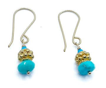 Debbie Fisher | Turquoise and Gold Vermeil Bead on Gold Fill Wire Earrings