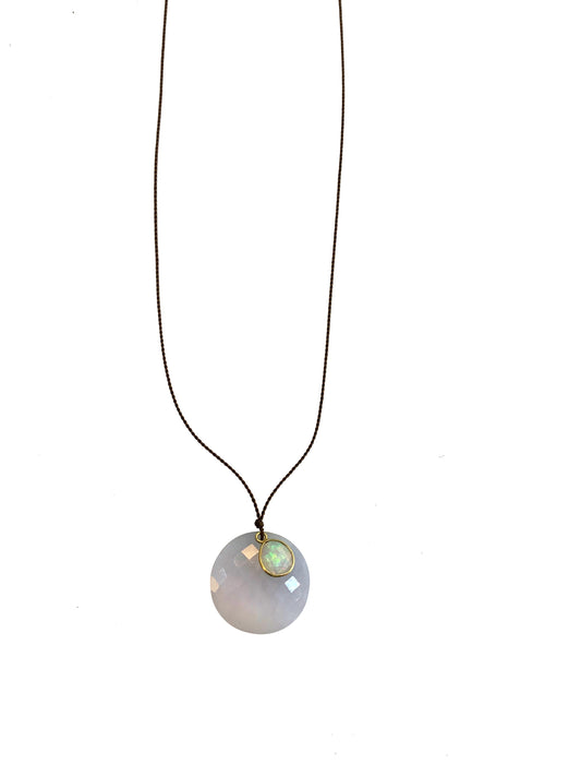 MARGARET SOLOW | White Chalcedony Opal 18k Gold Necklace