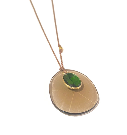 MARGARET SOLOW | Cognac Quartz Chrome Diopside 18k Necklace