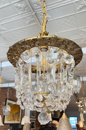 1950'S Basket chandelier with A-chain crystal