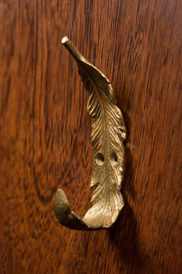 Large Golden Feather Pewter Wall Hook