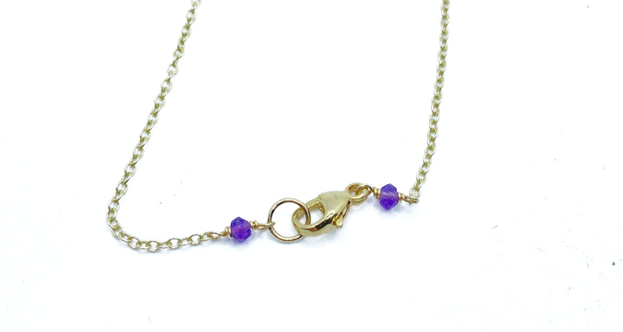 Danielle Welmond |  Woven Gold Cord with White Pearls, Chrome, Lapis, Citrine, Amethyst and Apatite on 14kt gold Vermeil Chain Necklace
