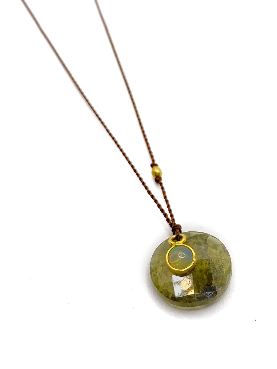 MARGARET SOLOW | GREEN GARNET + OPAL 18KT NECKLACE