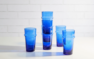Moroccan Beldi Glassware- Blue