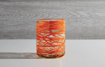 Handblown Glasses- Orange Swirl