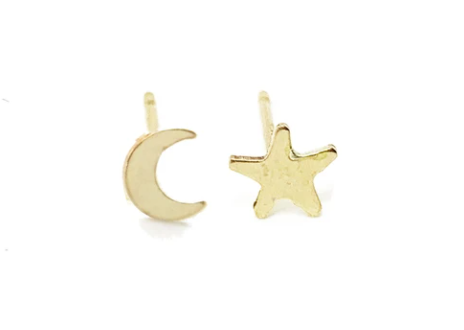 Selah Vie Fine Jewelry | Moon and Star Stud Earrings