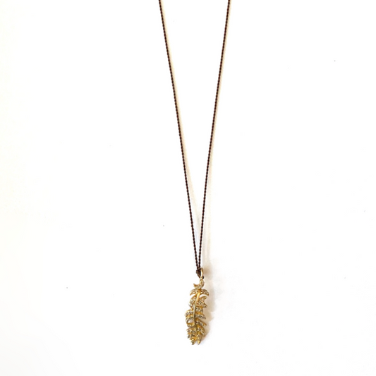 MARGARET SOLOW | Pavé Diamond Feather 14k Necklace