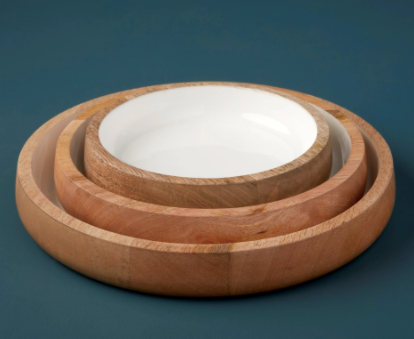 Madras Mango Wood & Enamel Bowls