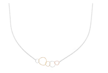 Colleen Mauer Designs | 5-LOOP YELLOW GOLD AND SILVER MINI PEBBLE NECKLACE on SILVER CHAIN