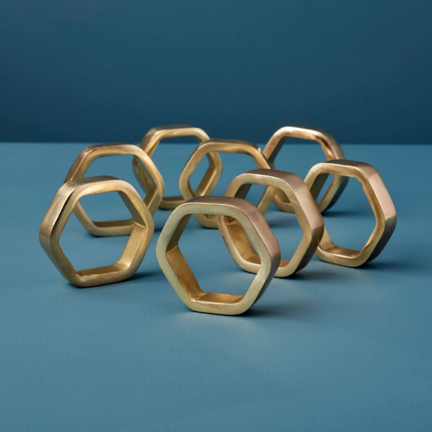 Hexagon Gold Napkin ring