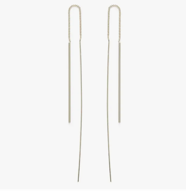 Needle and Thread Earrings in Gold or Silver