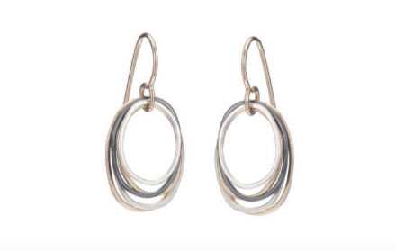 Colleen Mauer Designs | Mini Tri-Toned Oblong Earrings on Yellow Gold Ear Wire