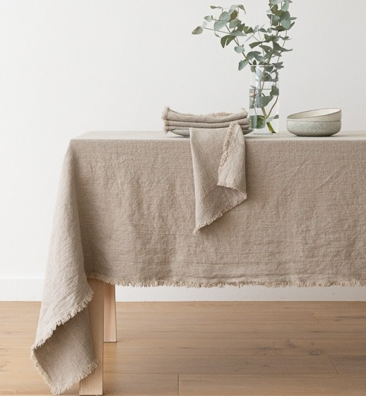 Linen Tablecloth Terra Fringe