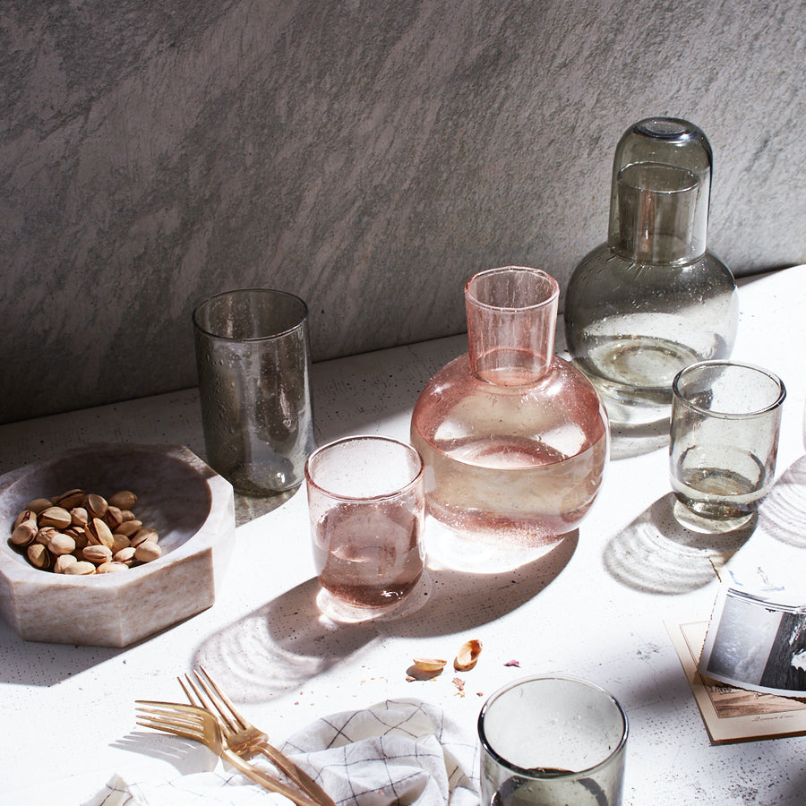 Seeded Glass Carafe - Pale Rose