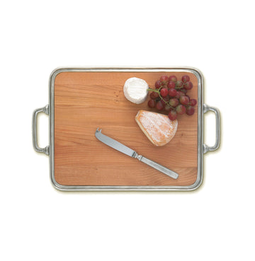 Match Pewter | Cheese Tray with Handles & Cherry Wood Insert