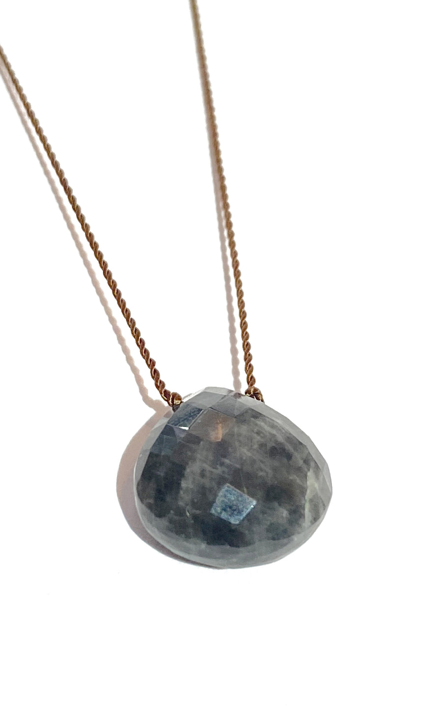 Margaret Solow | Grey quartz necklace on silk cord