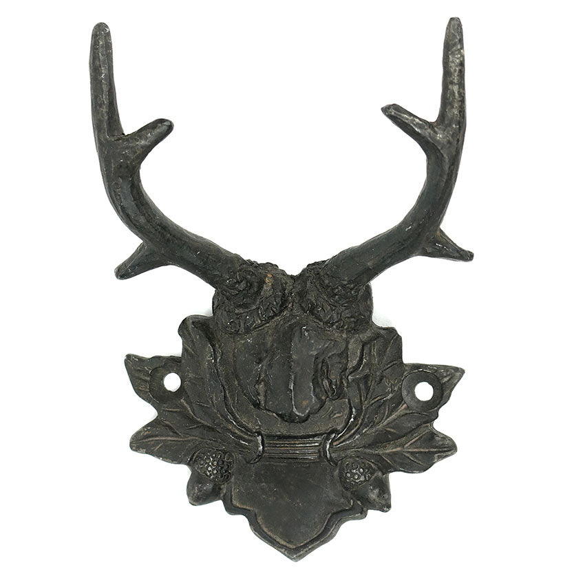 Antiqued Black Pewter Antler Mount Wall Hook
