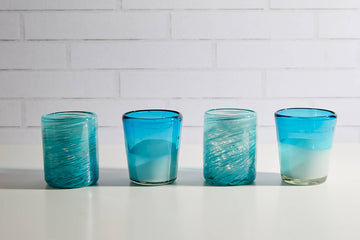 Mexican Handblown Glasses - Aqua - Set of 4