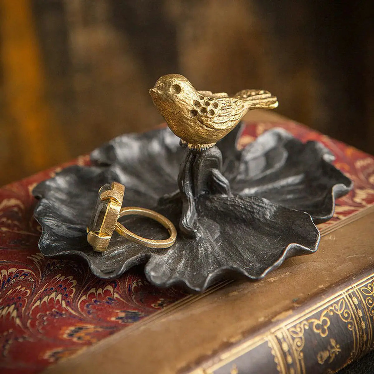 Pewter Bird jewelry dish