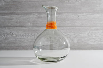 Handblown Glass Carafe - Orange Swirl