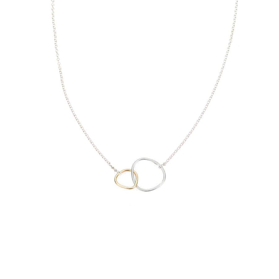Colleen Mauer Designs | 2 Loop Interlock Necklace silver and yellow gold on silver
