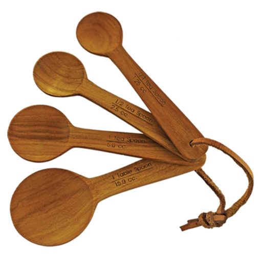 Teak Round Measuring Spoons, Set of 4