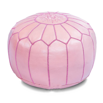 Pink Leather Pouf