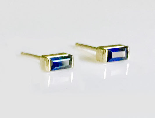 Selah Vie | 14k Gold and Sapphire Baguette Studs