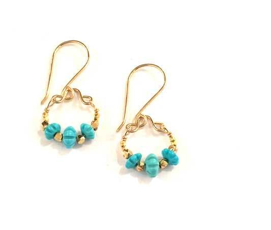 DEBBIE FISHER | Turquoise & Gold Filled Earrings
