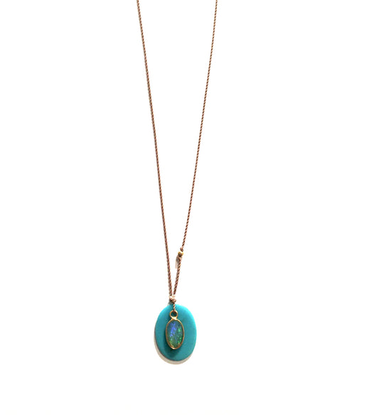 MARGARET SOLOW | Sleeping Beauty Turquoise and Opal 18k Necklace